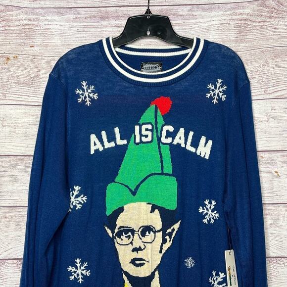 Tipsy Elves Men's The Office Dwight Blue Ugly Christmas Sweater Size XL New - Picture 6 of 10
